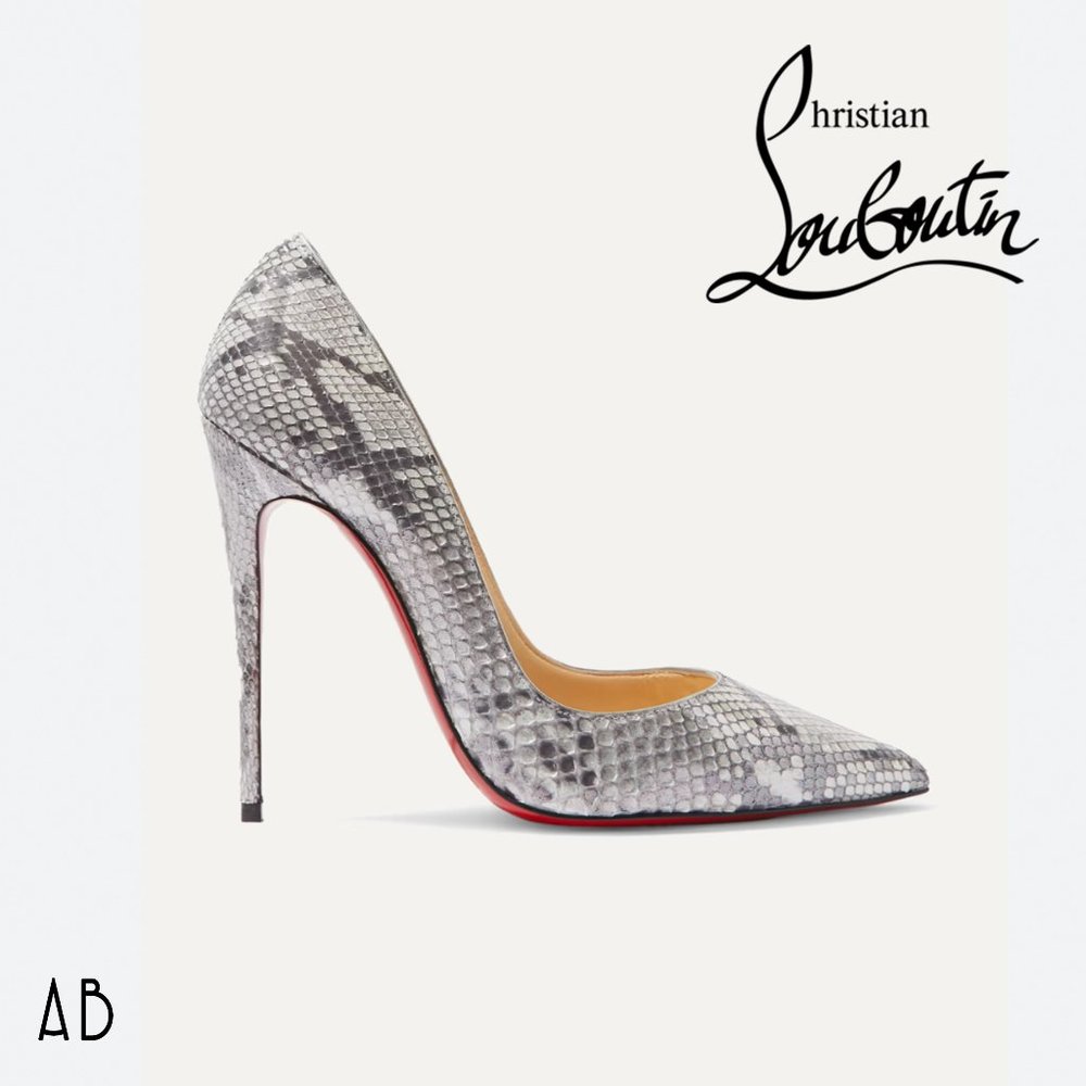 RARE Christian Louboutin So Kate 120 Silver Metallic Python Pump